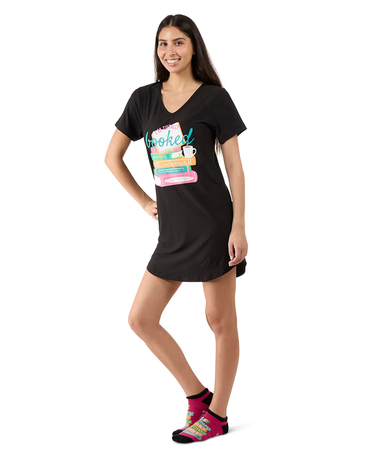 Women's I'm Totally Booked V-Neck Sleepshirt sold by MeMoi product image thumbnail 3