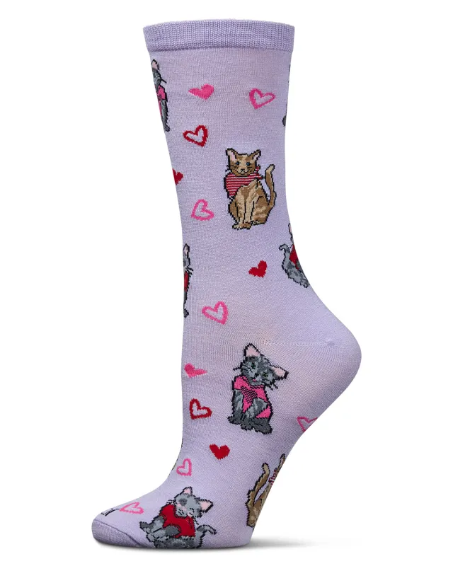 Women's Fur-Ever Hearts Rayon From Bamboo Crew Socks sold by MeMoi