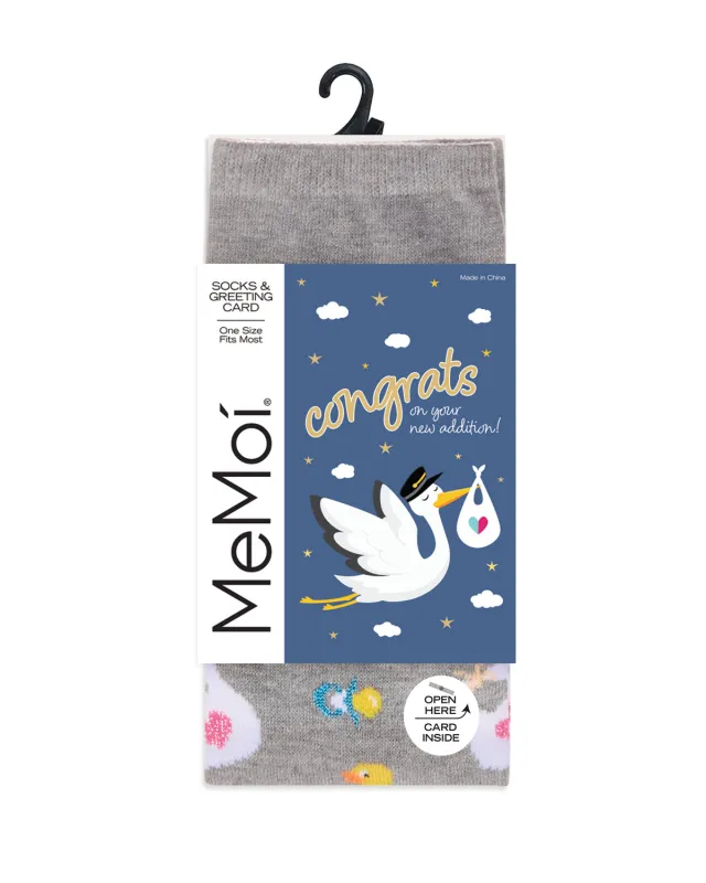 So Storked & Excited Greeting Card Crew Socks sold by MeMoi