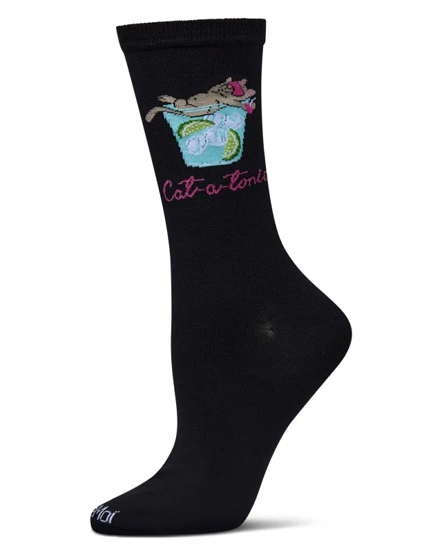 Women's Cat-a-Tonic Rayon From Bamboo Crew Socks sold by MeMoi