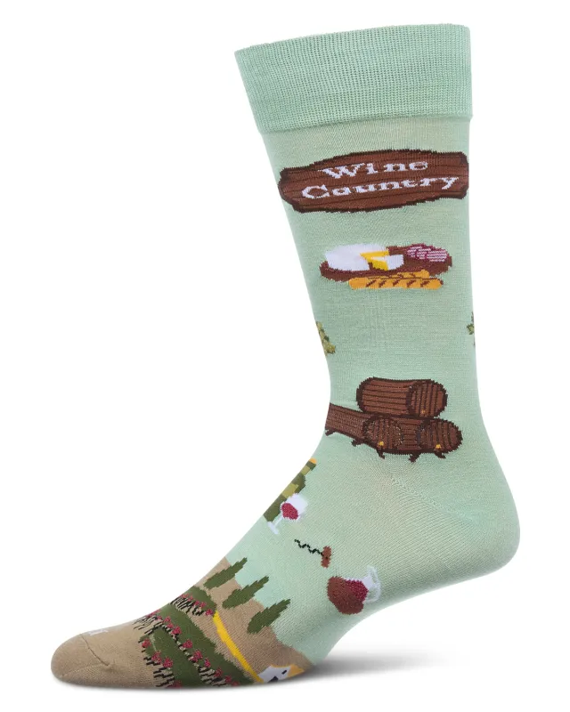 Men's Wine Country Rayon From Bamboo Crew Socks sold by MeMoi