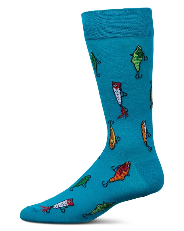 Men's Gone Fishin' Rayon From Bamboo Crew Socks sold by MeMoi