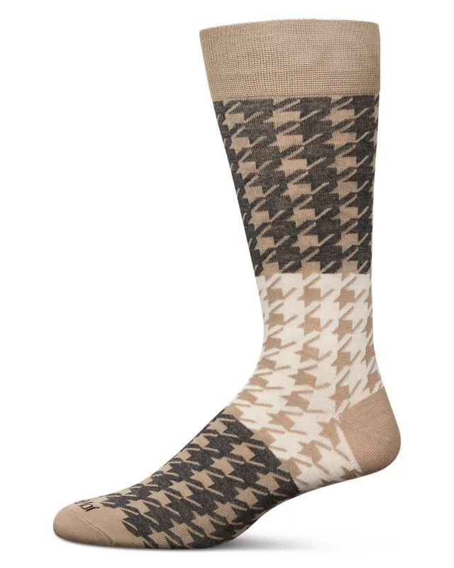 Men's Houndstooth Bamboo Dress Crew Socks sold by MeMoi