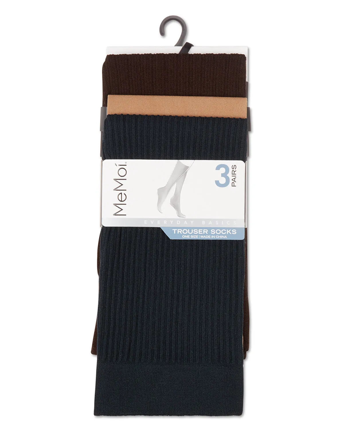 Women's 3 Pair Pack Fine Rib/Solid/ Wide Rib Trouser Socks sold by MeMoi product image thumbnail 4