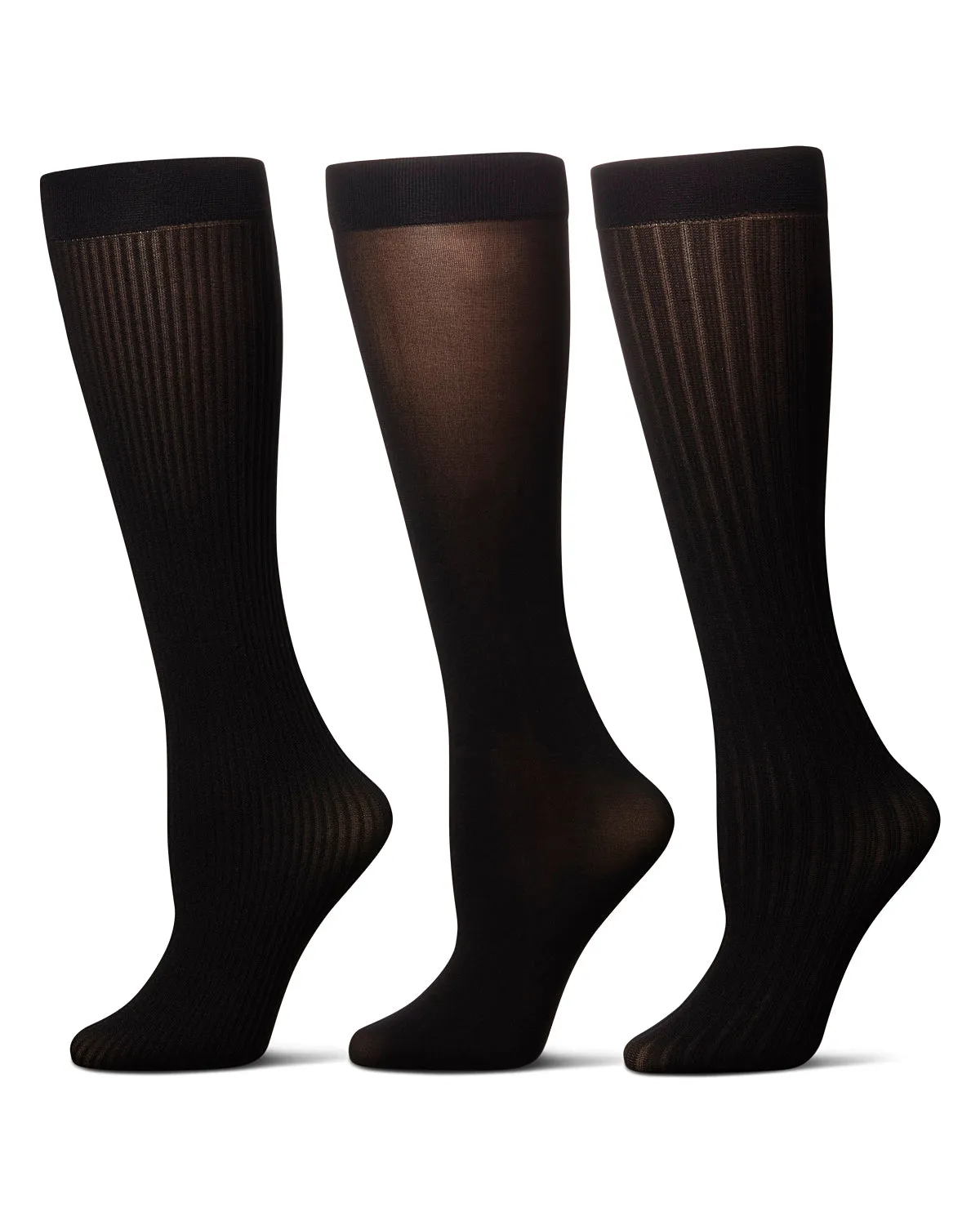 Women's 3 Pair Pack Fine Rib/Solid/ Wide Rib Trouser Socks sold by MeMoi