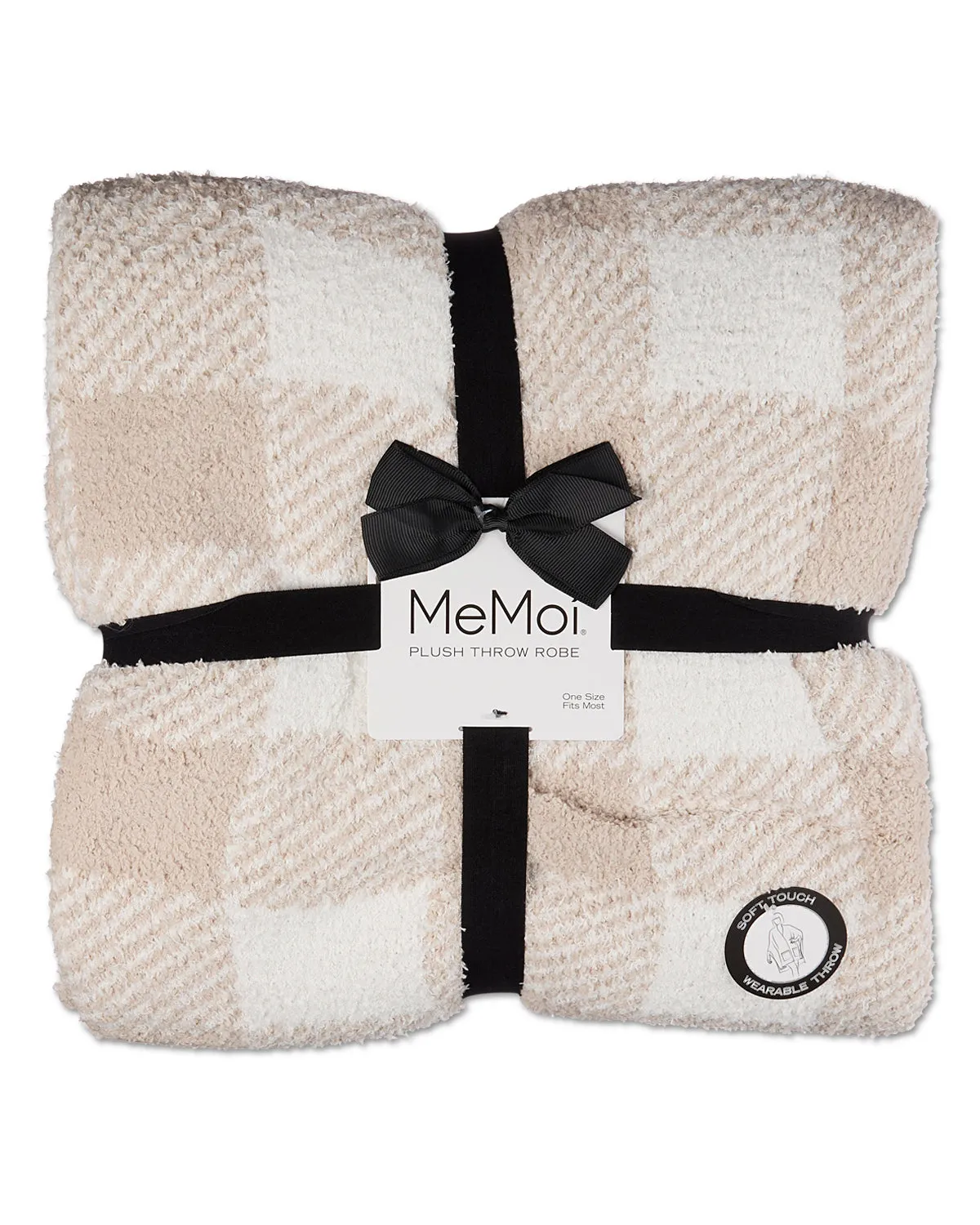 Women's Plush Plaid Ruana Wearable Throw with Kimono Sleeves sold by MeMoi product image thumbnail 4