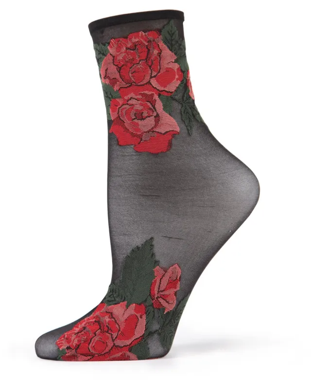 Beauty Rose Garden Sheer See-Through Ankle Socks sold by MeMoi