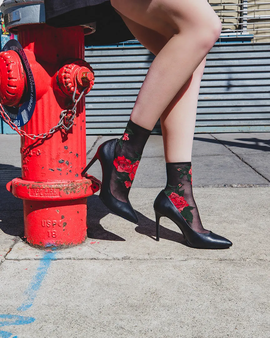 Beauty Rose Garden Sheer See-Through Ankle Socks sold by MeMoi product image thumbnail 3