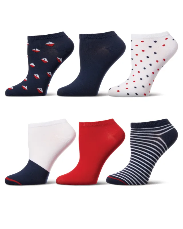 Women's 6 Pair Pack Nautical Low Cut Socks sold by MeMoi