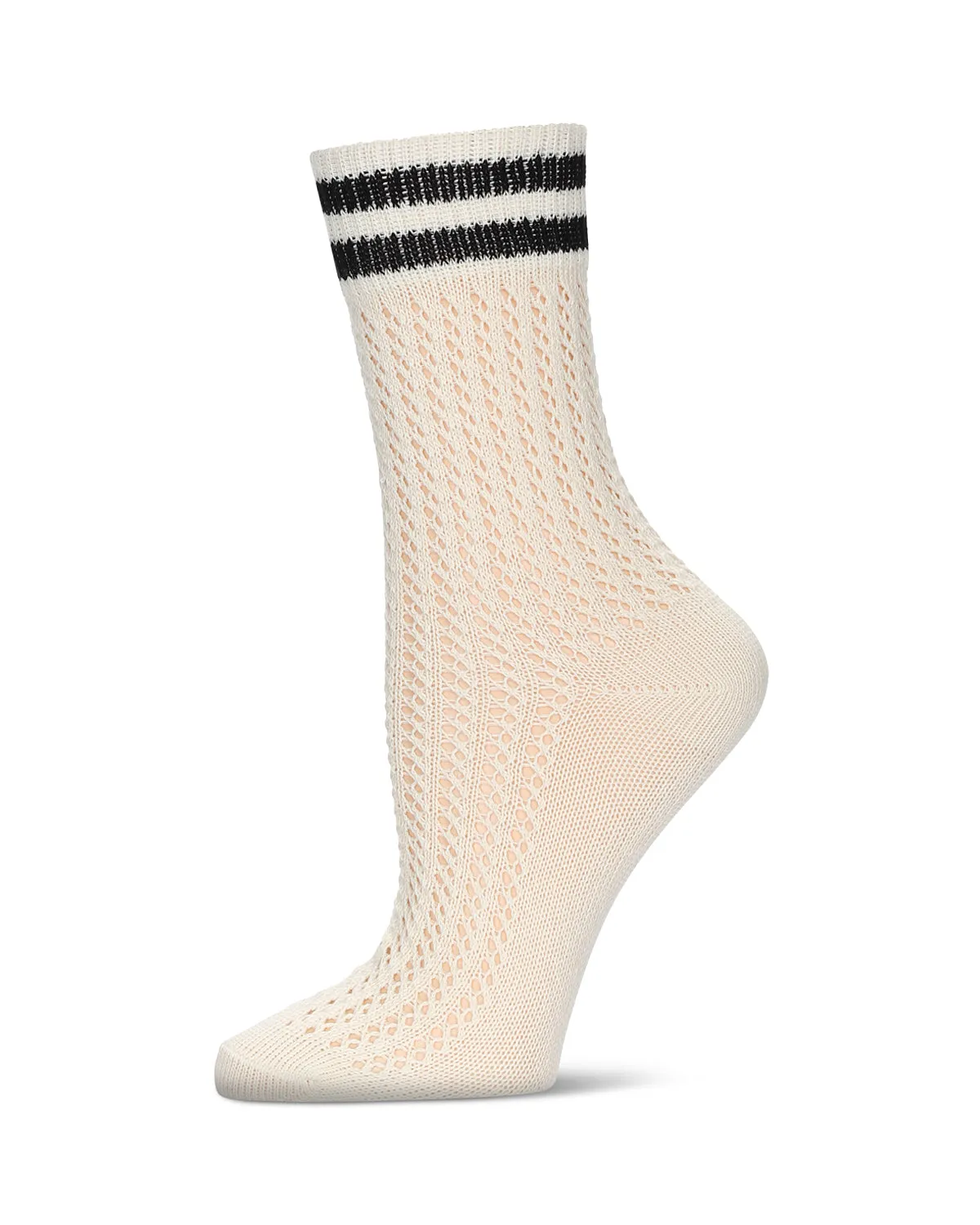 Women's Pointelle Knit Striped Crew Socks sold by MeMoi product image thumbnail 2