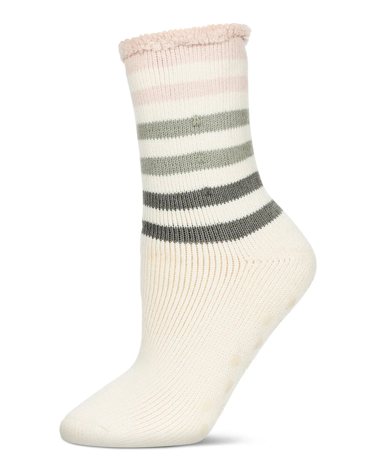 Women's Rugby Stripe Cozy Warm Thermal Crew Socks sold by MeMoi