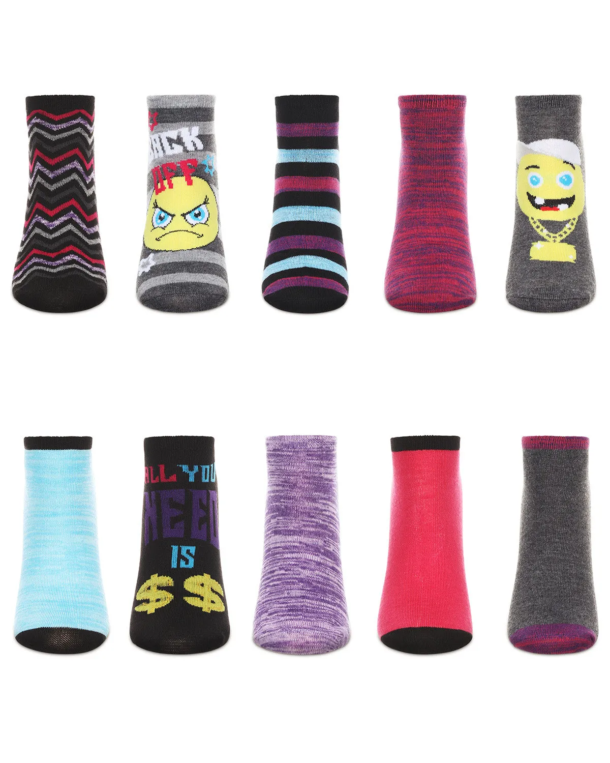 Women's 10 Pair Pack Back Off Low Cut Socks sold by MeMoi product image thumbnail 2