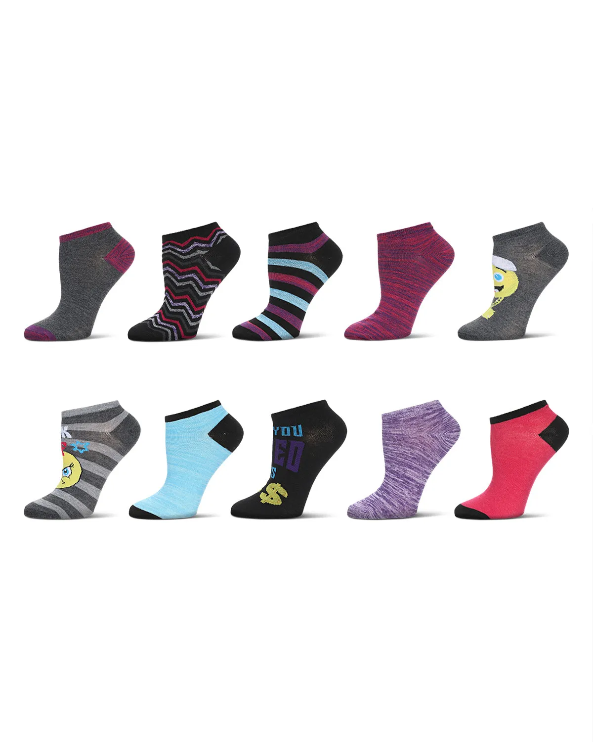 Women's 10 Pair Pack Back Off Low Cut Socks sold by MeMoi