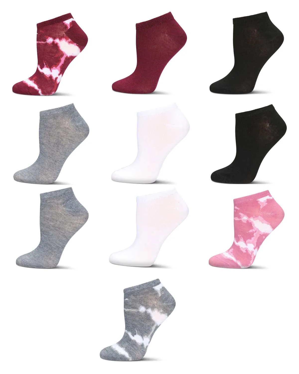 Women's 10 Pair Pack Tie Dye/Solid Low Cut Socks sold by MeMoi product image thumbnail 3