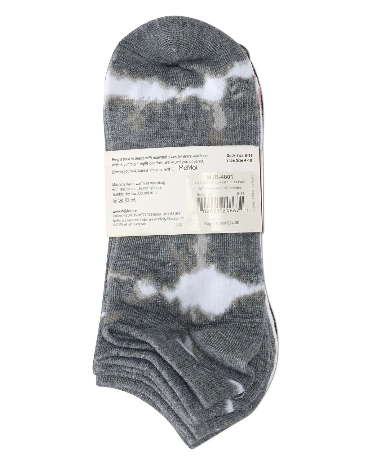 Women's 10 Pair Pack Tie Dye/Solid Low Cut Socks sold by MeMoi product image thumbnail 5