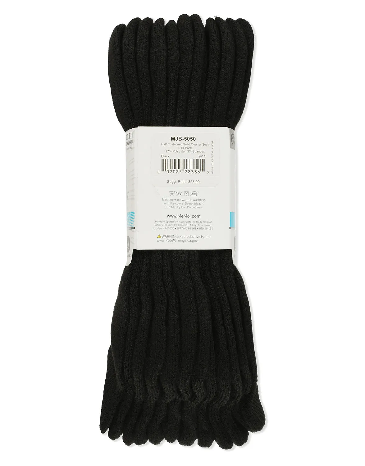 6 Pair Women's Half-Cushioned Solid-Color Quarter Socks sold by MeMoi product image thumbnail 3