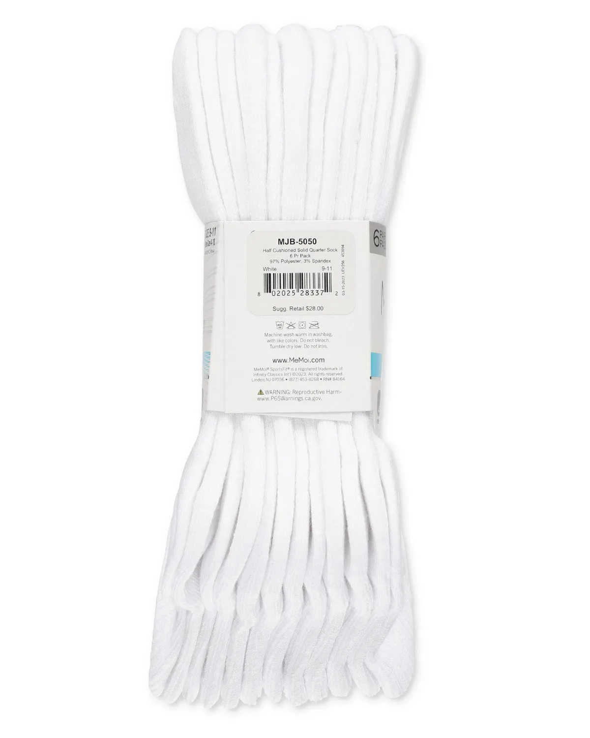 6 Pair Women's Half-Cushioned Solid-Color Quarter Socks sold by MeMoi product image thumbnail 5