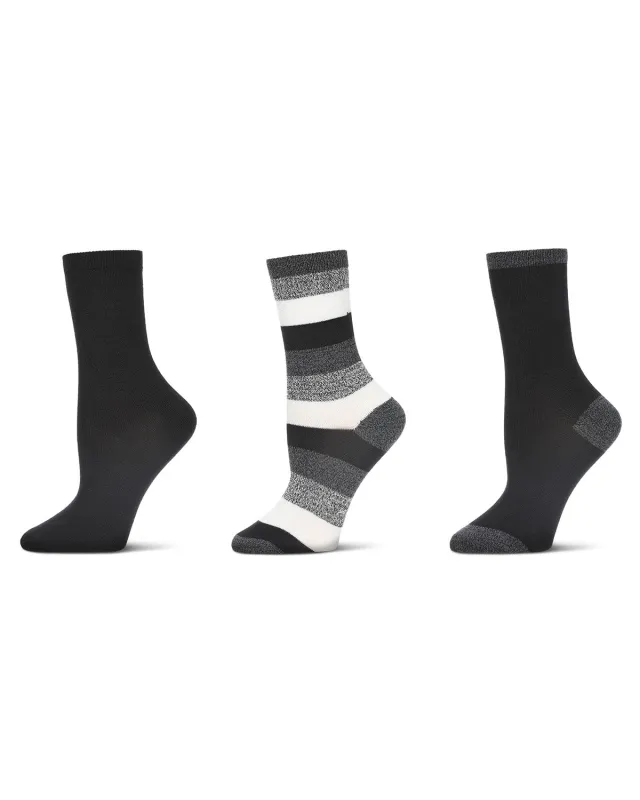 Women's 3 Pair Pack Jumbo Stripes Buttersoft Crew Socks sold by MeMoi