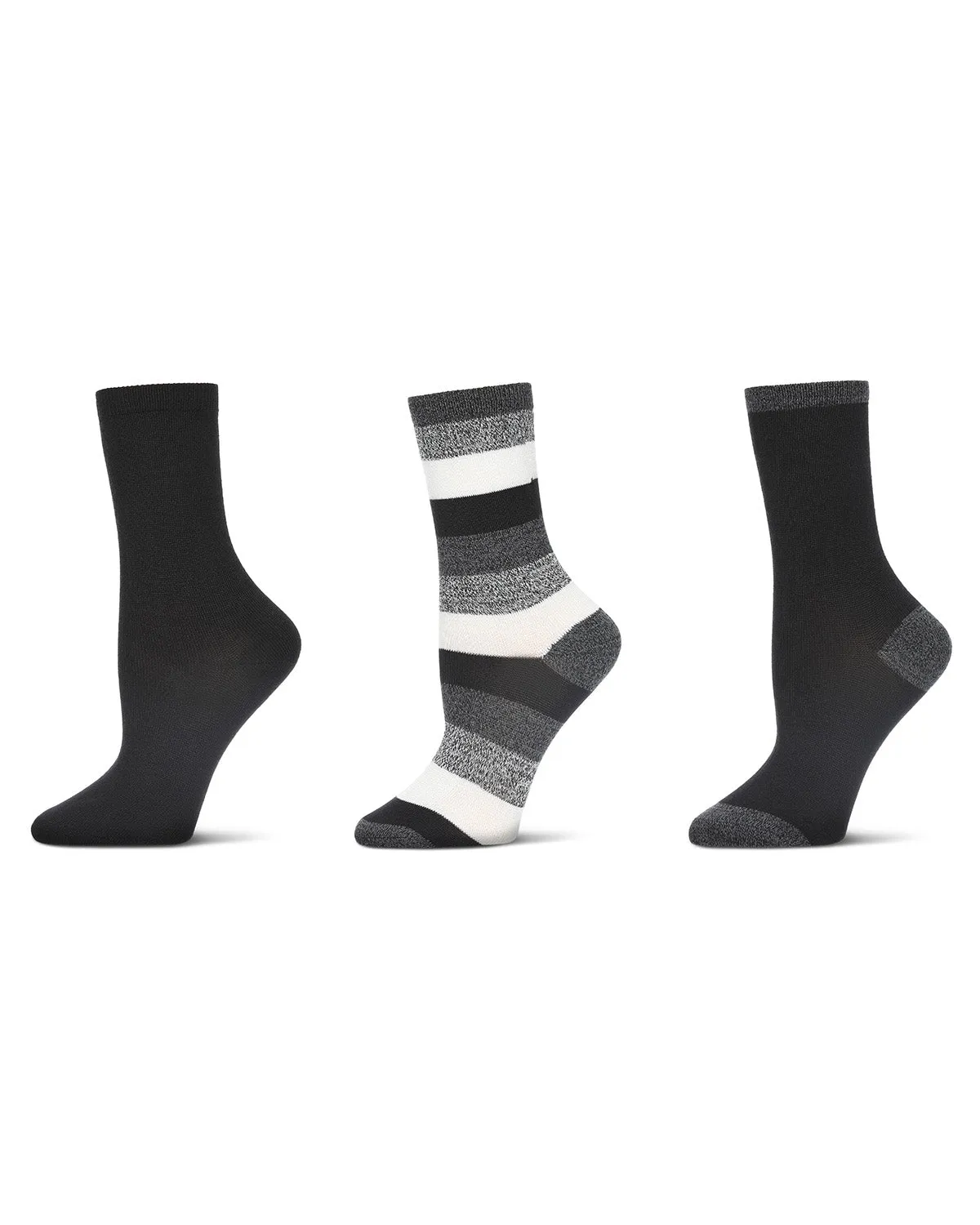 Women's 3 Pair Pack Jumbo Stripes Buttersoft Crew Socks sold by MeMoi