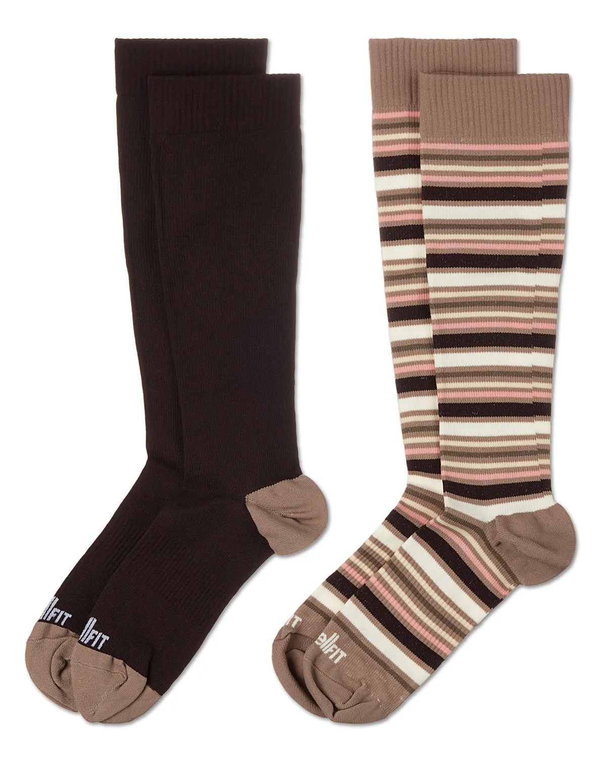 Women's 2 Pair Pack Multi Stripes/ Solid Compression Socks sold by MeMoi product image thumbnail 4