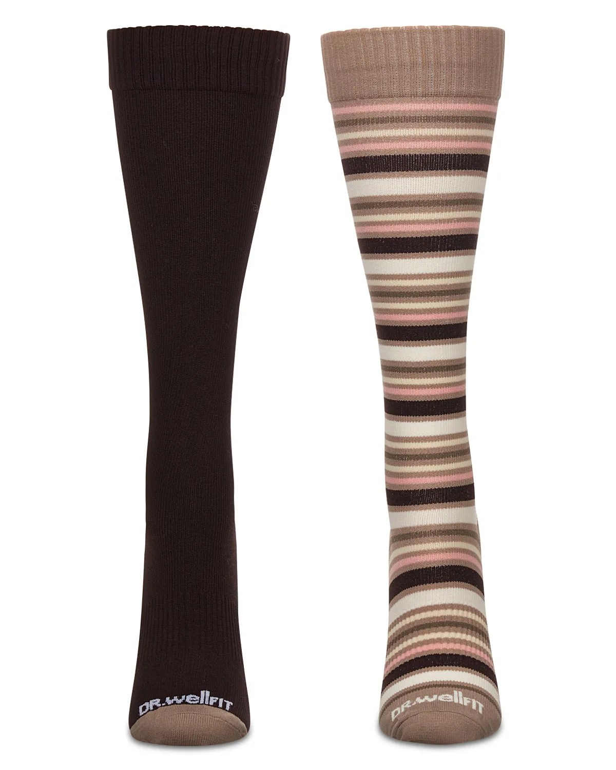 Women's 2 Pair Pack Multi Stripes/ Solid Compression Socks sold by MeMoi product image thumbnail 3