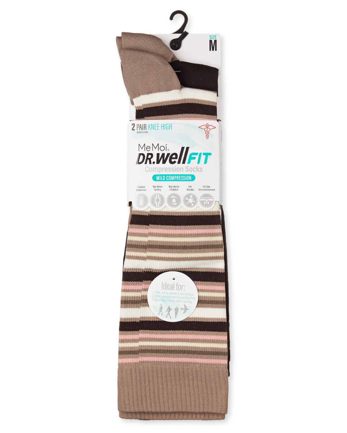 Women's 2 Pair Pack Multi Stripes/ Solid Compression Socks sold by MeMoi product image thumbnail 2