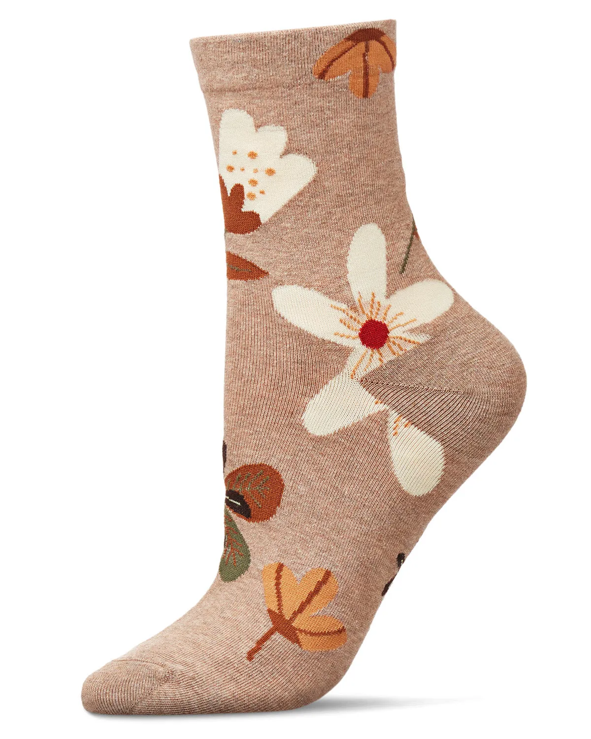 Women's Combed Cotton Floral Crew Socks sold by MeMoi