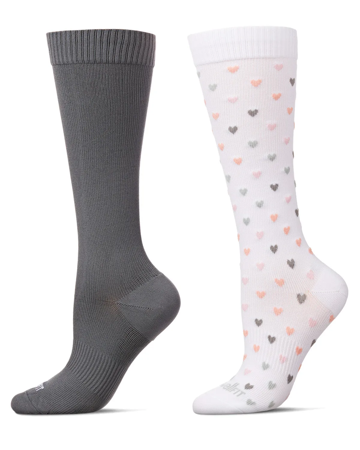 Women's 2 Pair Pack Hearts/ Solid Compression Socks sold by MeMoi product image thumbnail 2