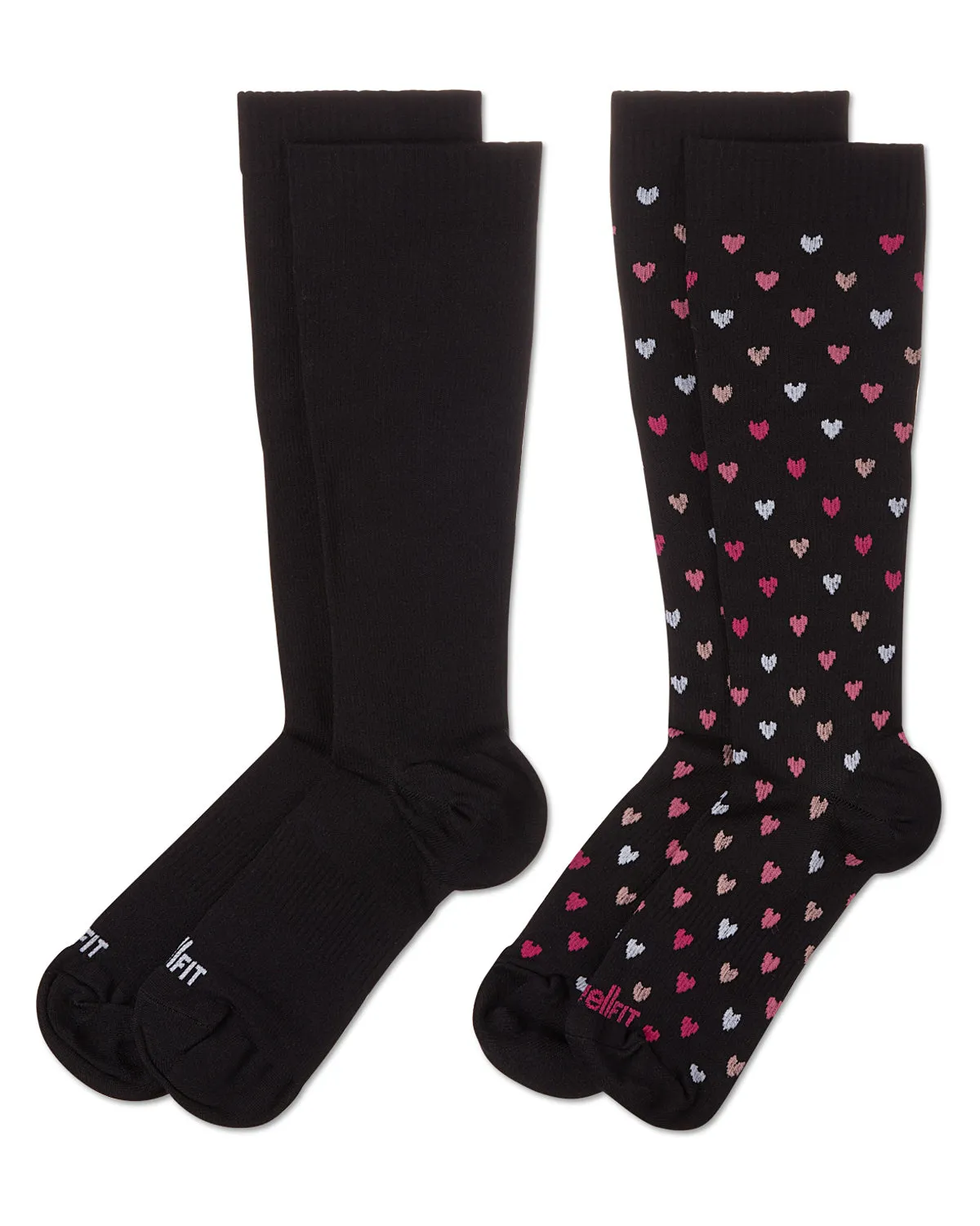 Women's 2 Pair Pack Hearts/ Solid Compression Socks sold by MeMoi product image thumbnail 3
