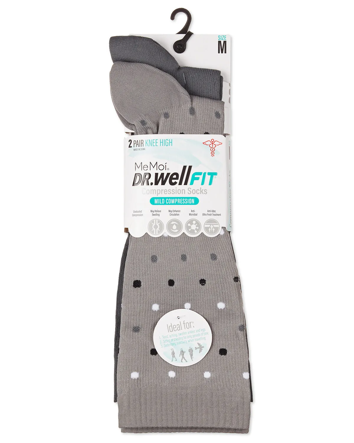 Women's 2 Pair Pack Dotted/ Solid Compression Socks sold by MeMoi product image thumbnail 4