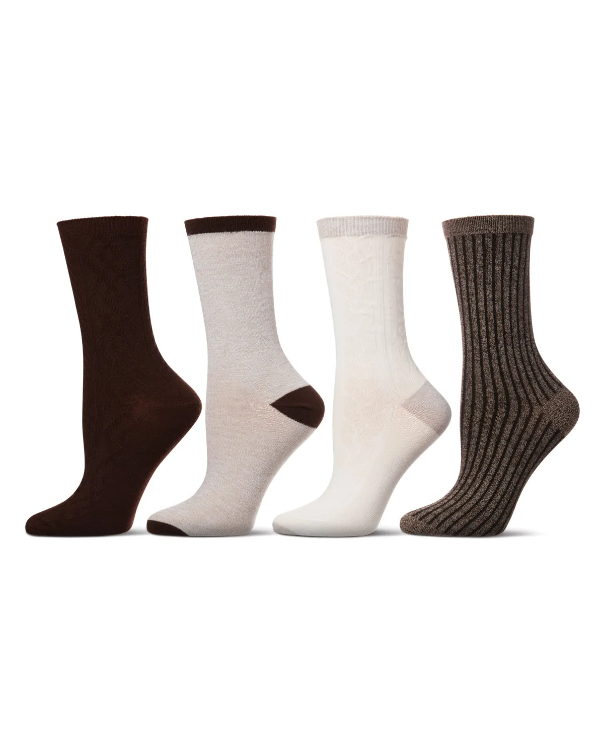 Women's 4 Pair Pack Textured Buttersoft Crew Socks sold by MeMoi product image thumbnail 2