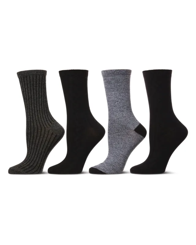 Women's 4 Pair Pack Textured Buttersoft Crew Socks sold by MeMoi