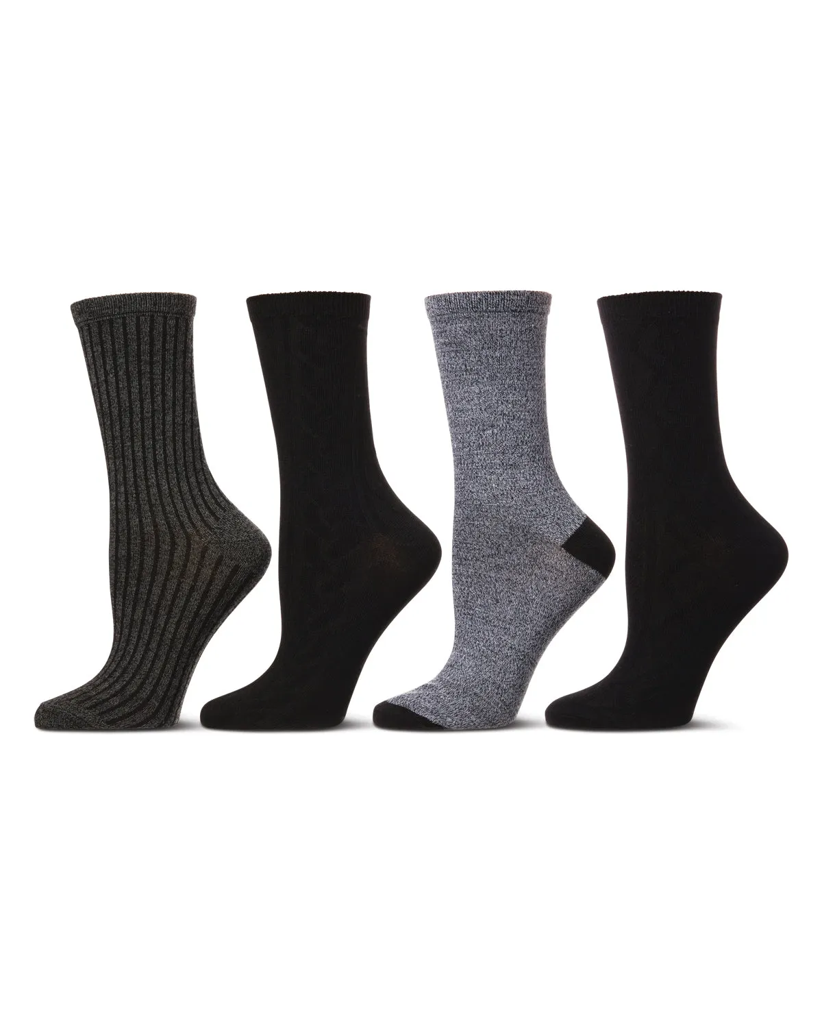 Women's 4 Pair Pack Textured Buttersoft Crew Socks sold by MeMoi