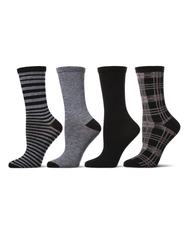 Women's 4 Pair Pack Plaid Buttersoft Crew Socks sold by MeMoi