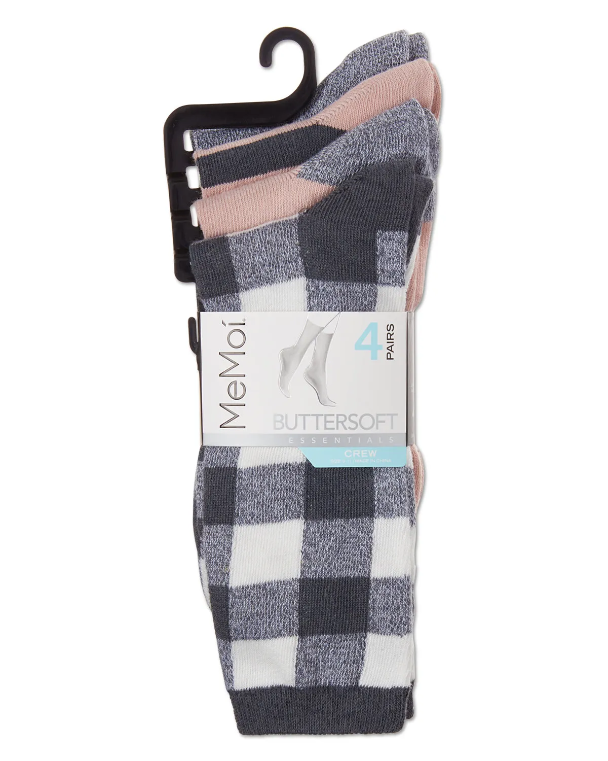 Women's 4 Pair Pack Buffalo Check Buttersoft Crew Socks sold by MeMoi product image thumbnail 2