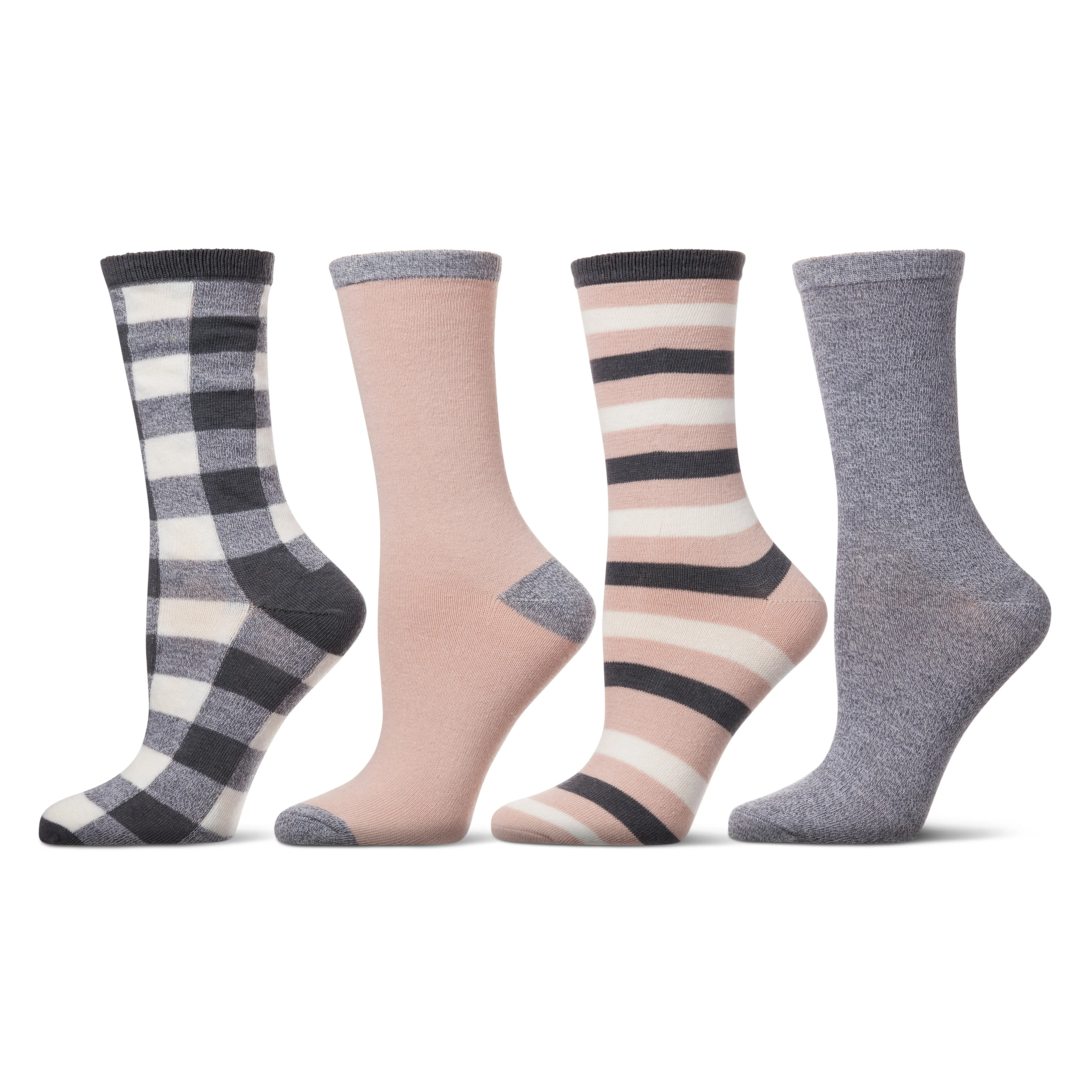 Women's 4 Pair Pack Buffalo Check Buttersoft Crew Socks sold by MeMoi