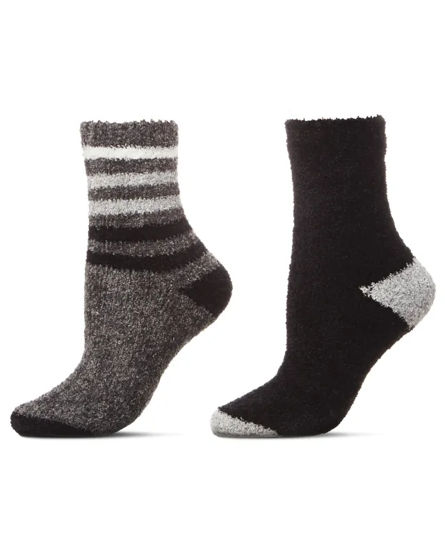 Chenille Multi Striped/Solid Cozy Crew 2 Pair Pack sold by MeMoi
