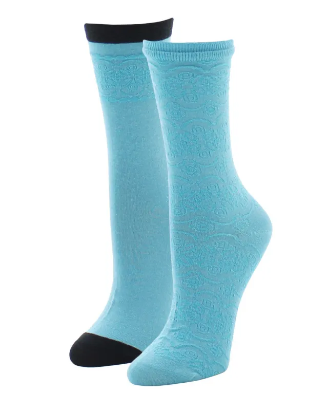 Women's 2 Pair Pack Overlapping Circles Crew Socks sold by MeMoi
