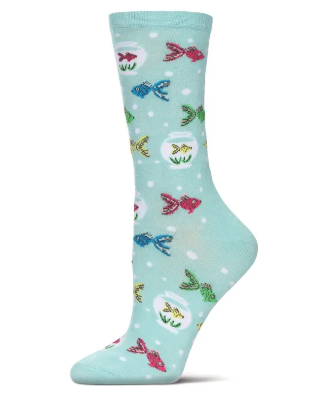 Women's Goldfish Rayon From Bamboo Crew Socks sold by MeMoi