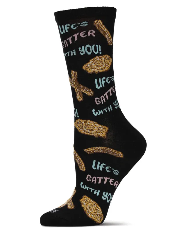 Women's Churros & Funnel Cake Rayon From Bamboo Crew Socks sold by MeMoi