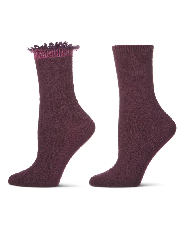 2 Pair Women's Combed Cotton-Rich Crew Socks sold by MeMoi