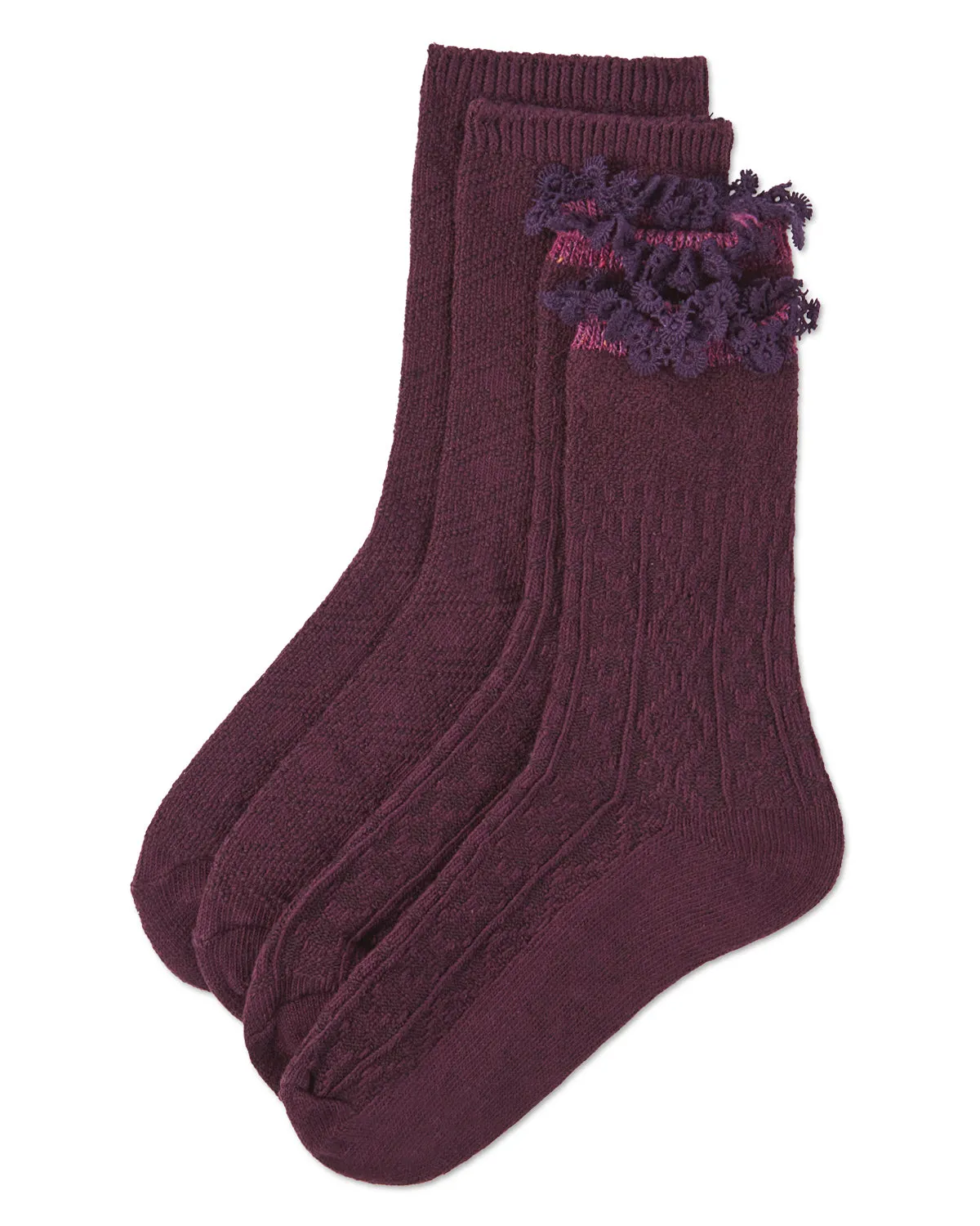 2 Pair Women's Combed Cotton-Rich Crew Socks sold by MeMoi product image thumbnail 4