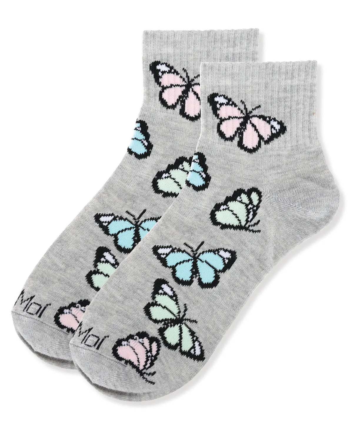 Women's Multi-Butterflies Athletic Quarter Socks sold by MeMoi product image thumbnail 3