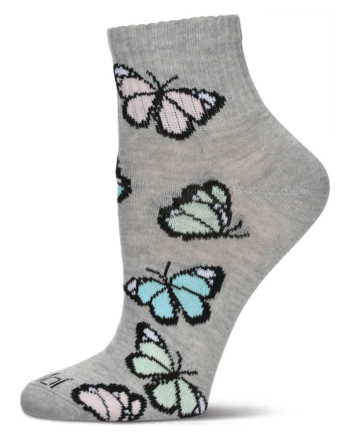 Women's Multi-Butterflies Athletic Quarter Socks sold by MeMoi