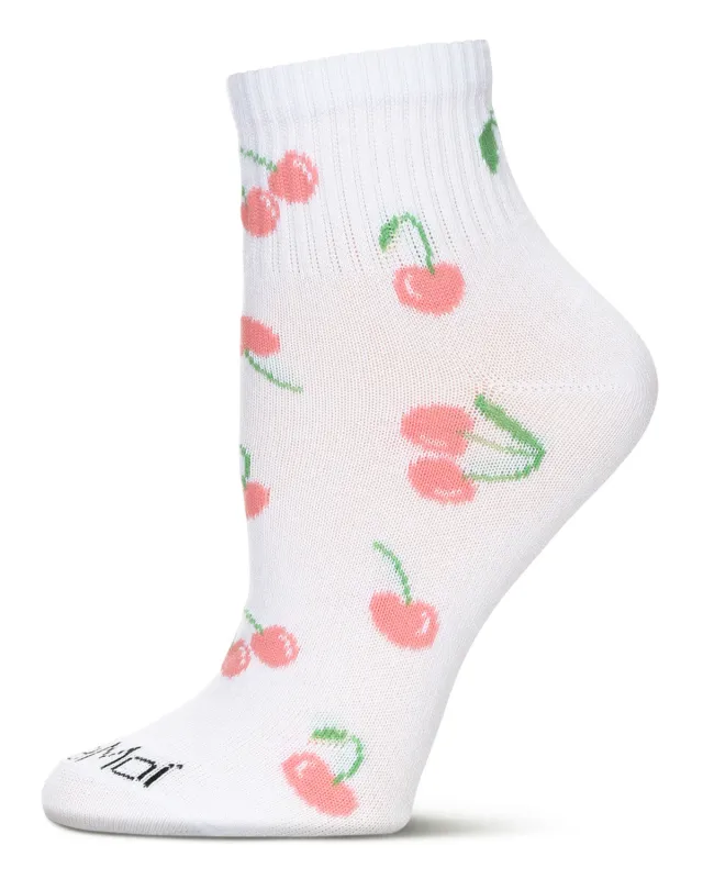 Women's Multi Cherries Athletic Quarter Socks sold by MeMoi
