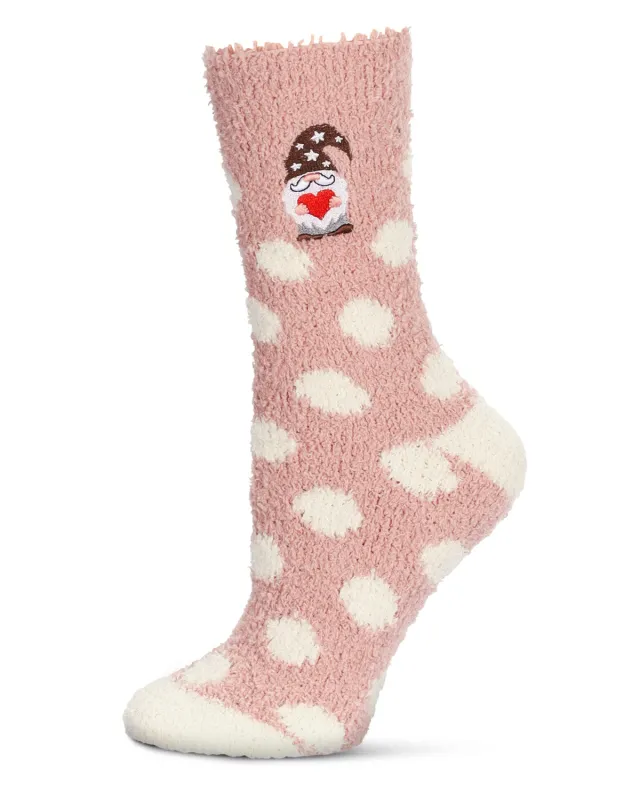 Polka Dot Gnome Embroidery Cozy Crew Socks sold by MeMoi
