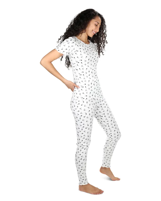 Women's Scalloped Edge Ditsy Floral Two-Piece PJ Set made by MeMoi