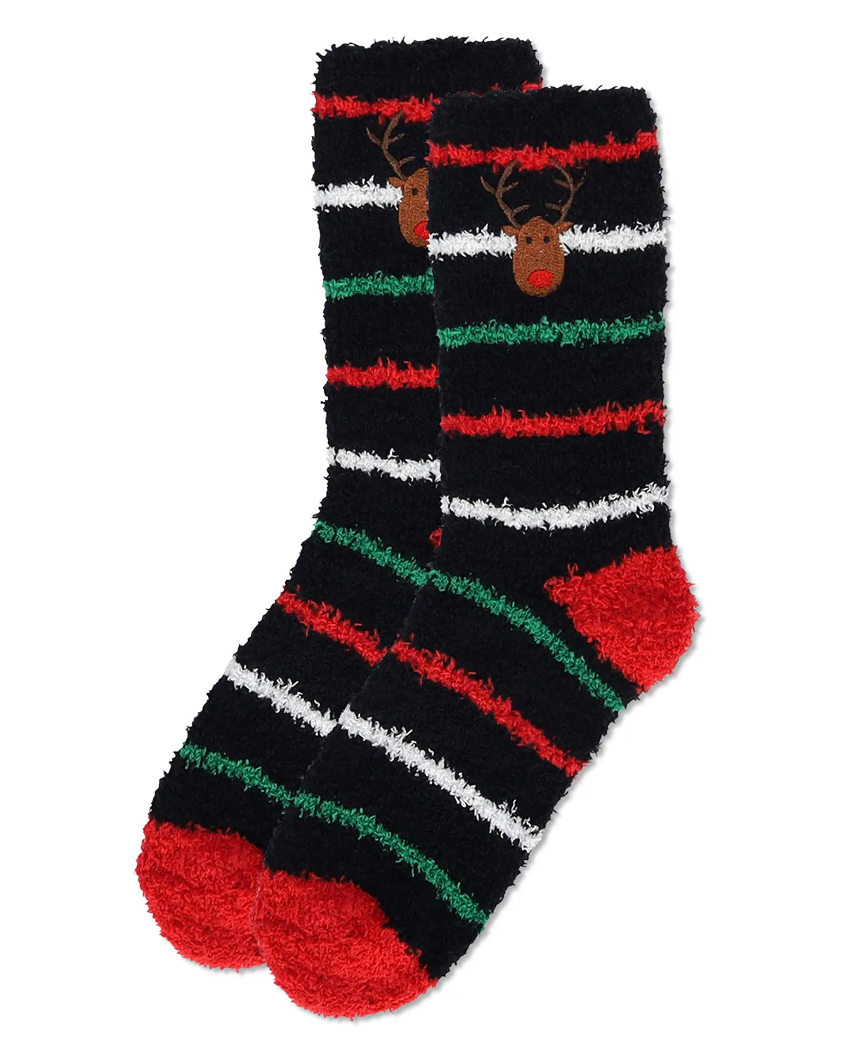 Women's Striped Reindeer Embroidery Cozy Crew Socks sold by MeMoi product image thumbnail 3