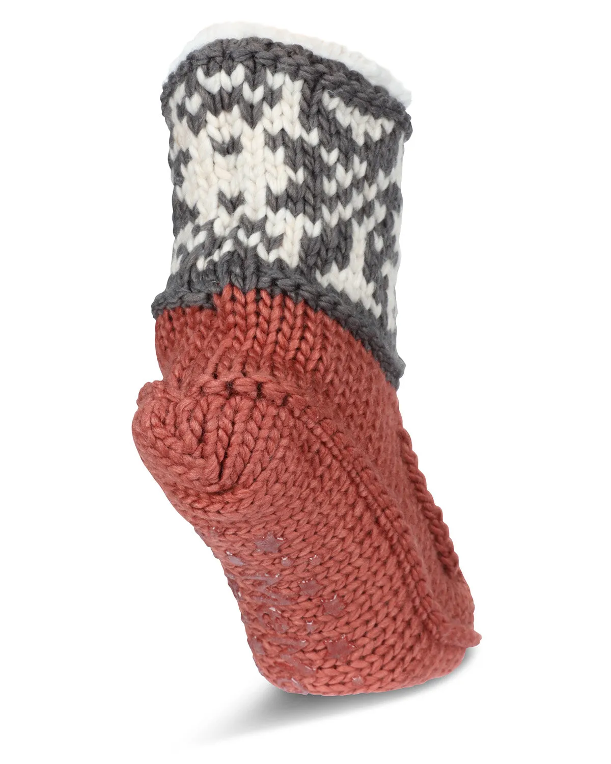 Women's Snowflake Border Recycled Knit Sherpa Lined Lounge Socks sold by MeMoi product image thumbnail 5