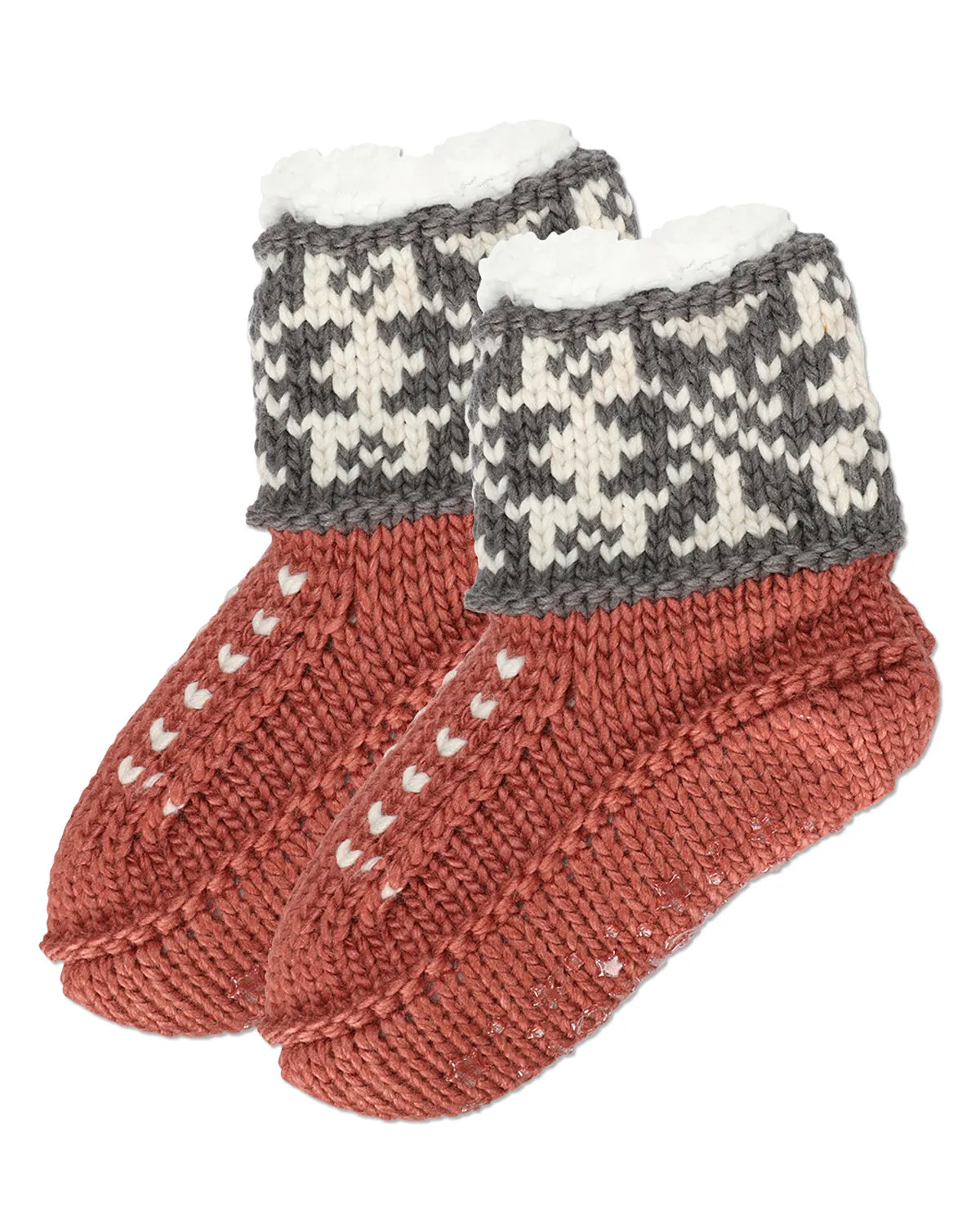 Women's Snowflake Border Recycled Knit Sherpa Lined Lounge Socks sold by MeMoi product image thumbnail 3